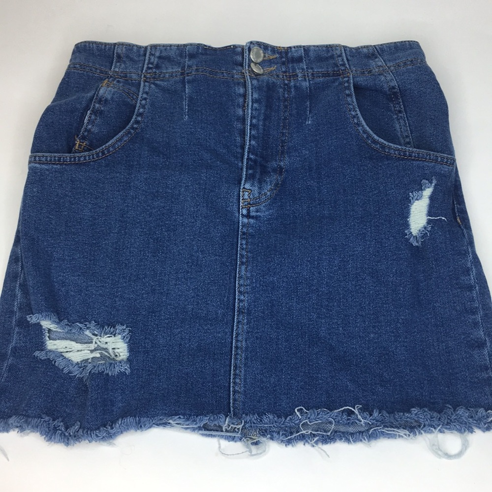 Free People | Distressed Denim Mini Skirt Size 8